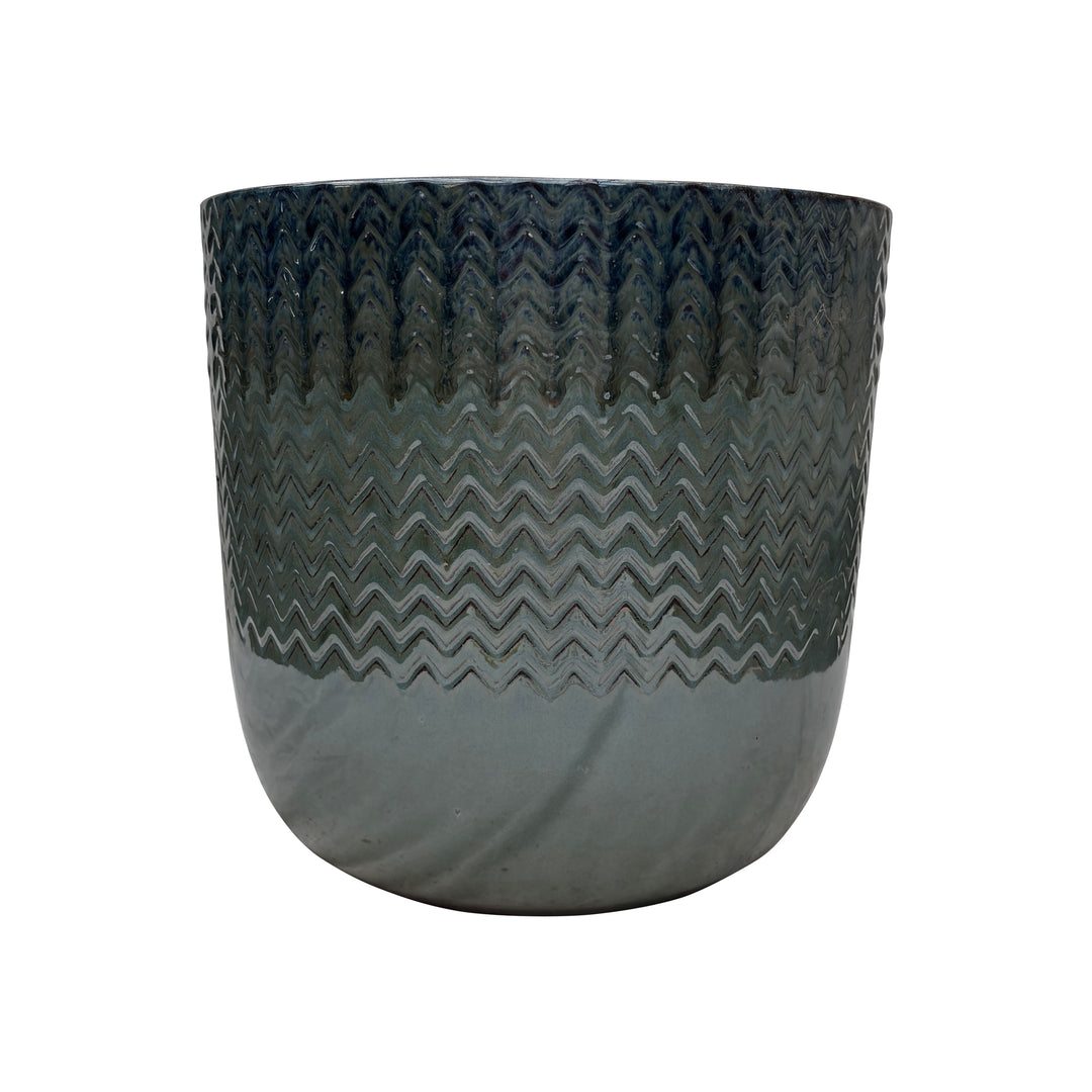 Green Round Storm Ceramic Pot