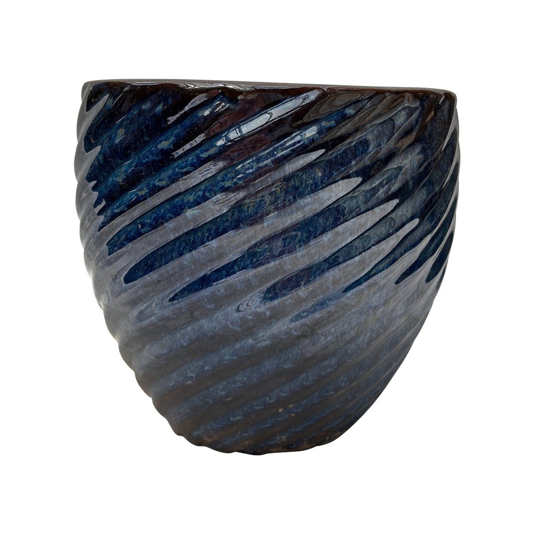 Blue Swirl Ceramic Pot