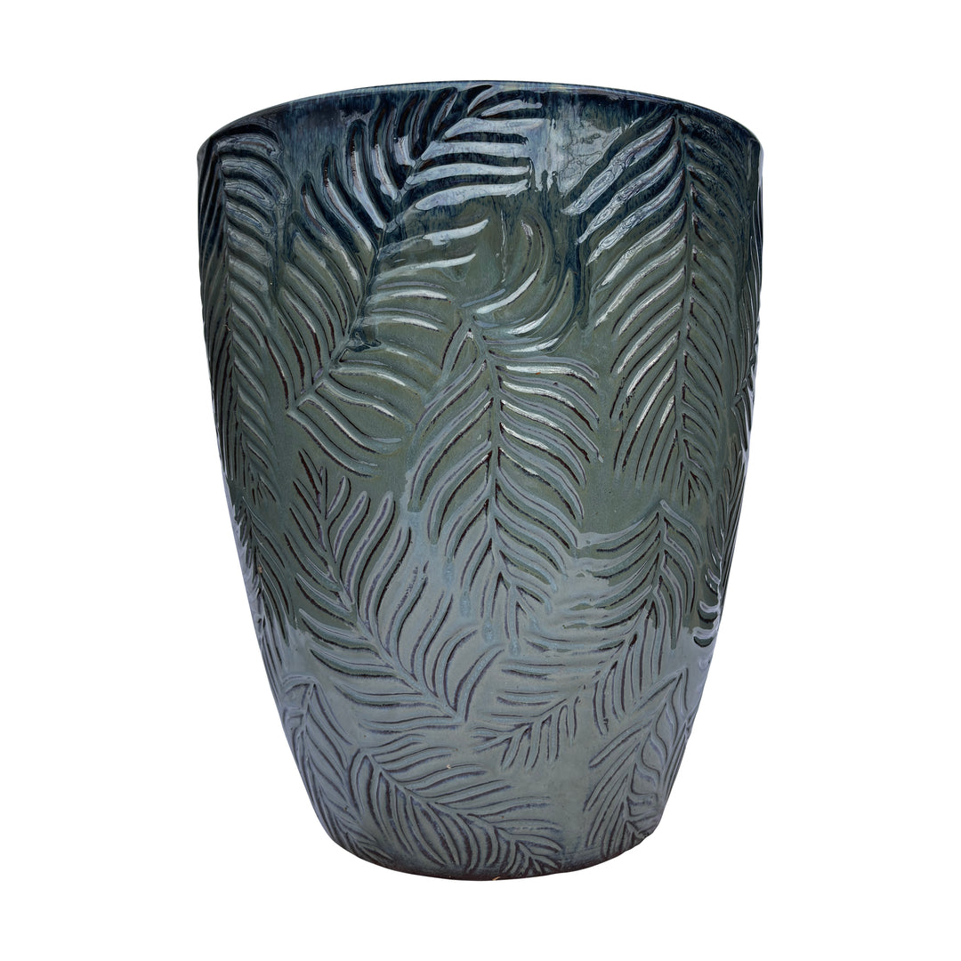 Tall Green Fern Ceramic Pot