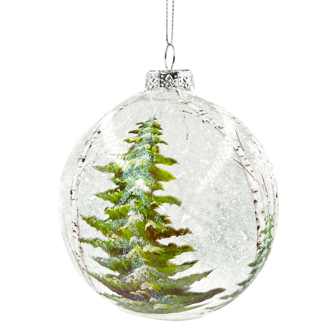Ball Ornament with Holiday Forest Scene