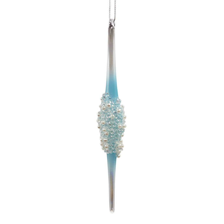 Frosted Blue and Purple Glass Icicle Ornament Blue