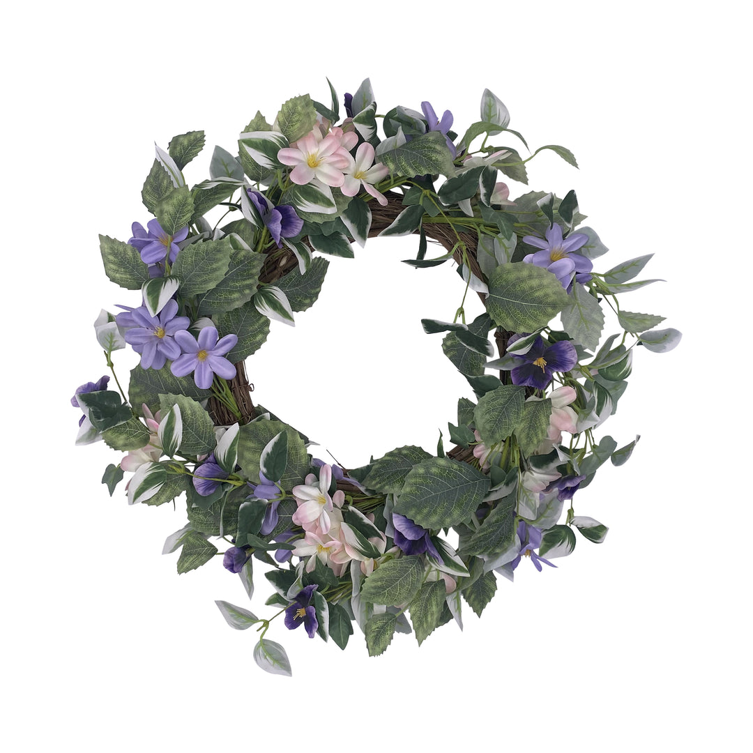 Purple Blossom & Pansy Wreath
