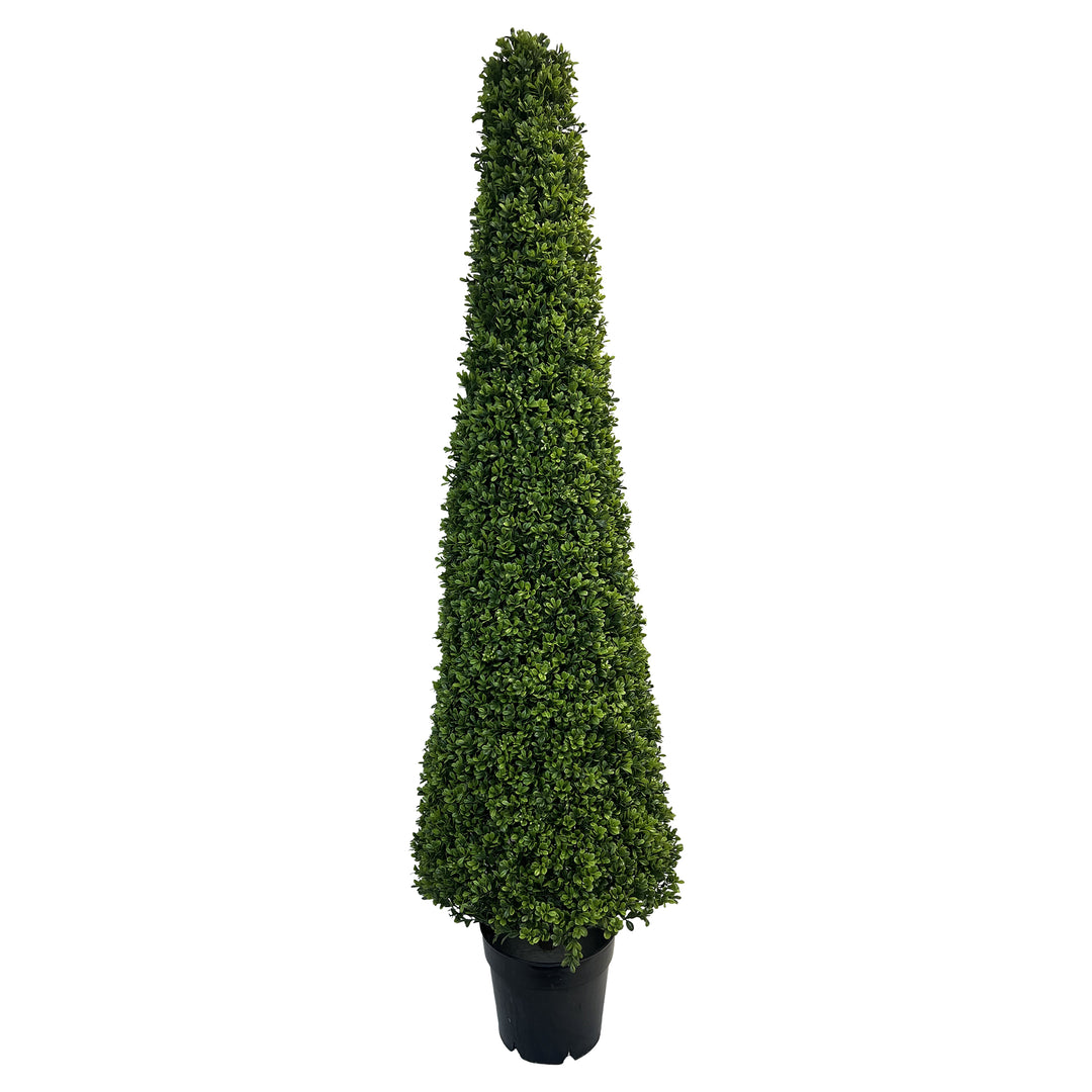 Faux Boxwood Cone Tree in Plastic Pot