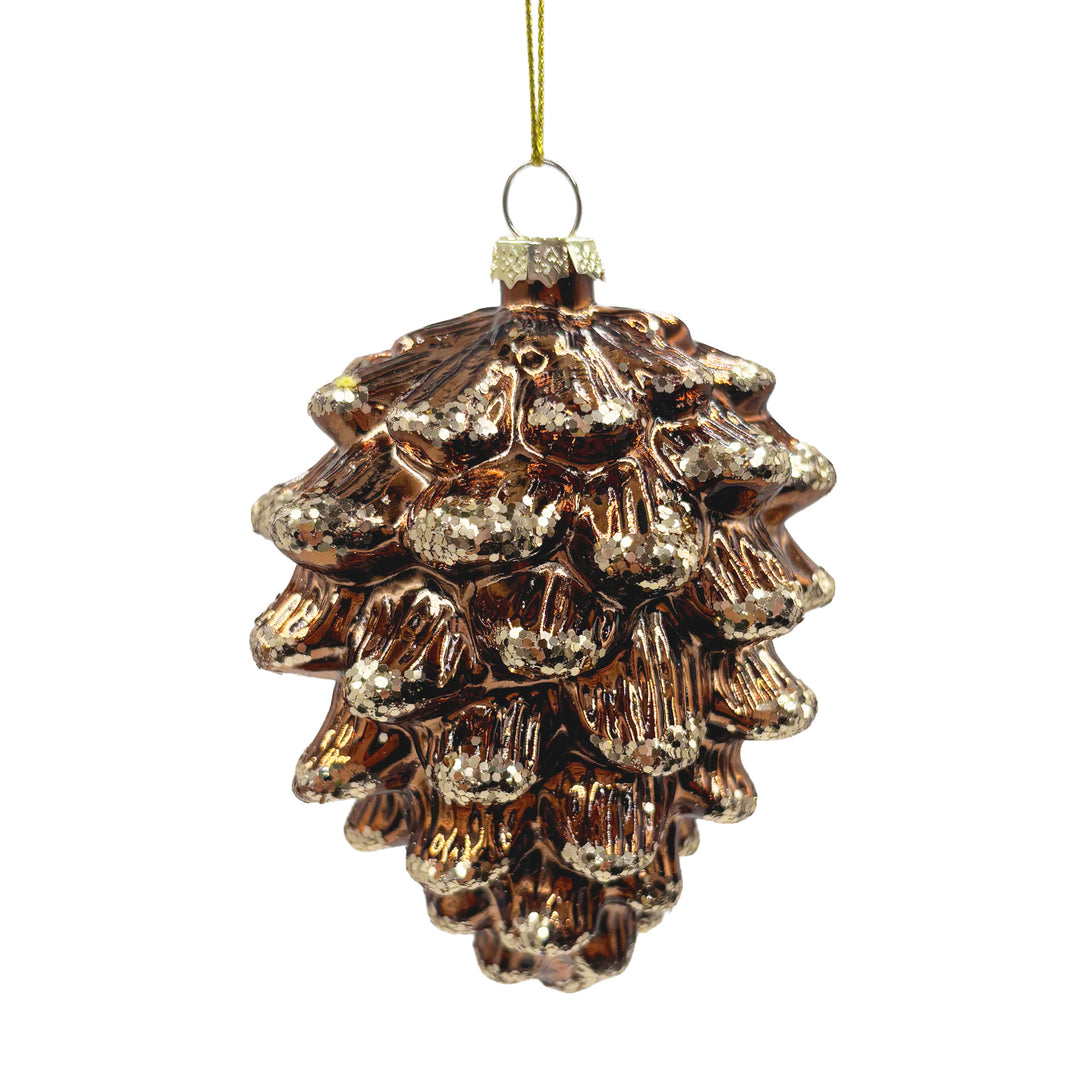 Dark Copper Glass Pinecone Ornament
