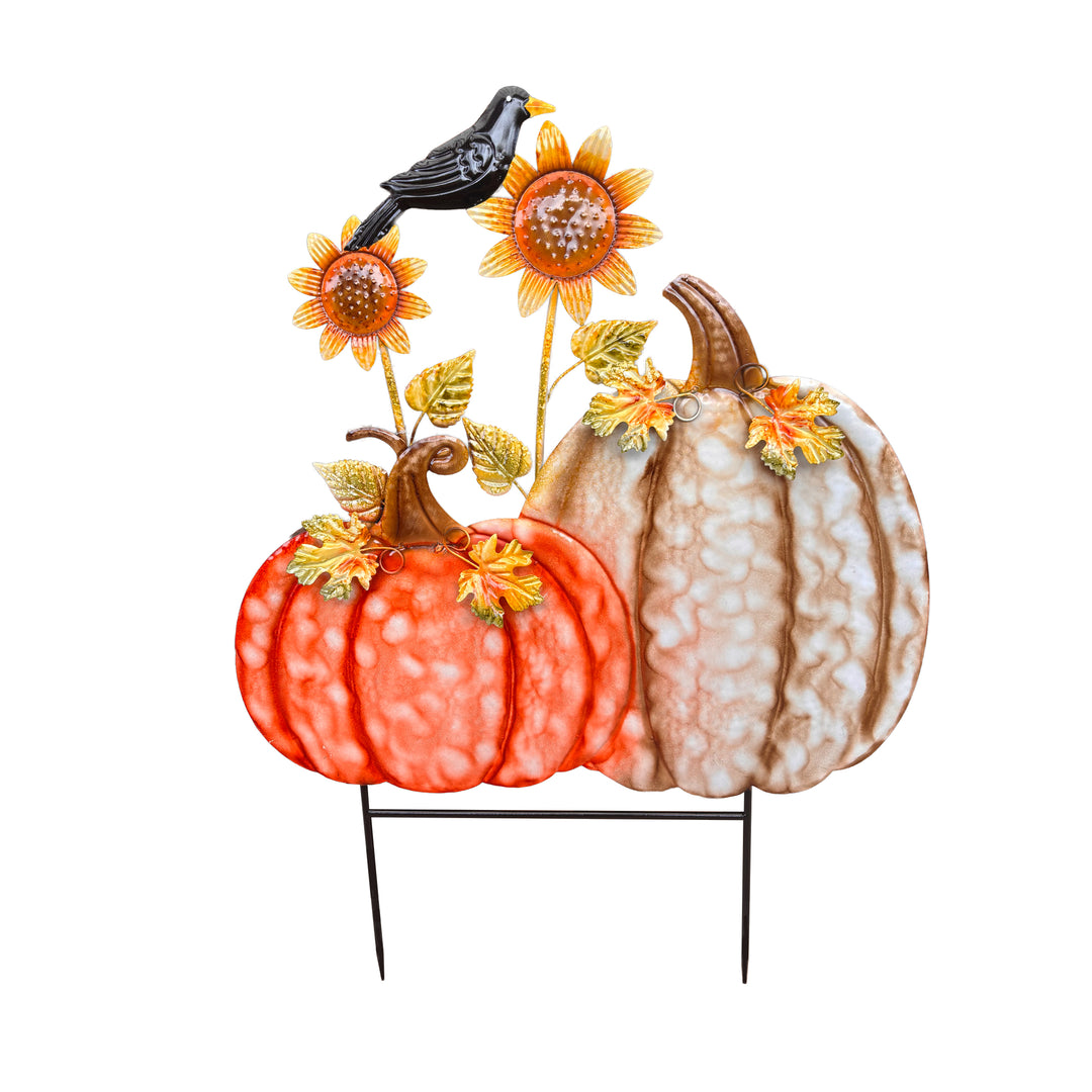Pumpkins and Sunflower Yard Stake