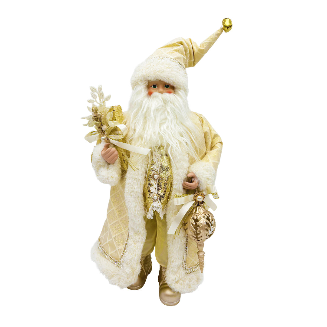 Ivory & Gold Fabric Santa with Gifts
