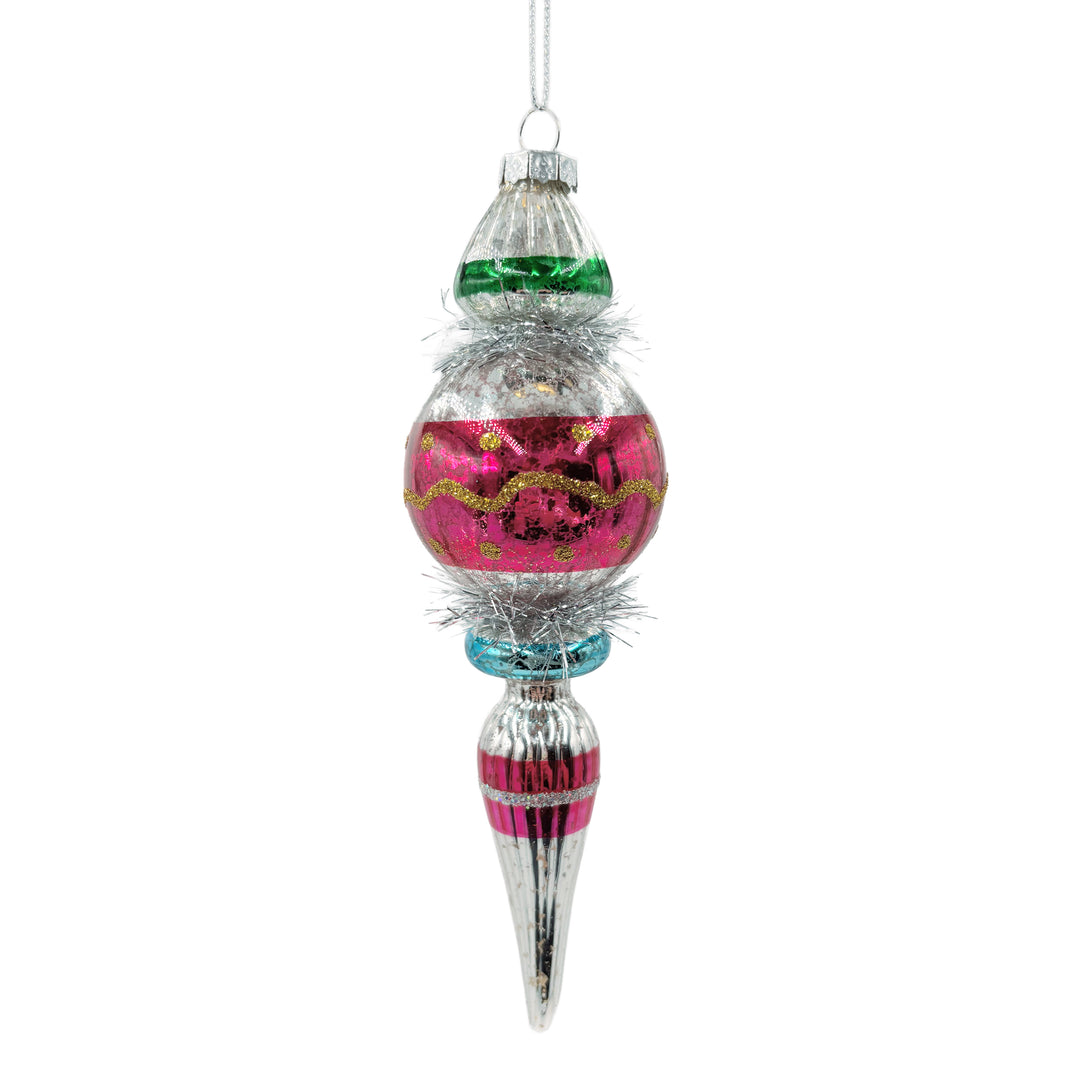 Vintage Icicle Ornament with Tinsel Pink