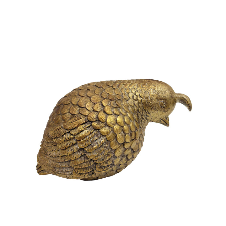 Plump Gold Pheasant Figurine Head Down
