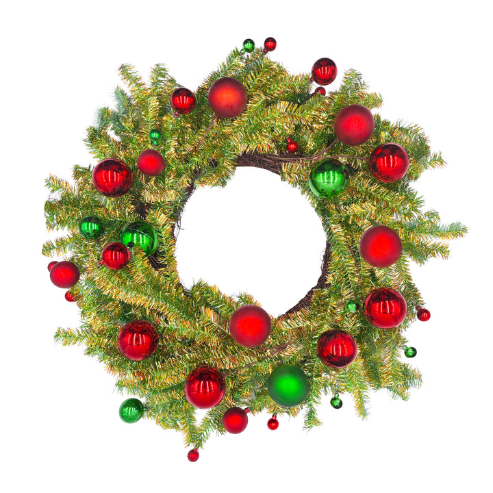 Pine and Red/Green Ornament Collection Wreath