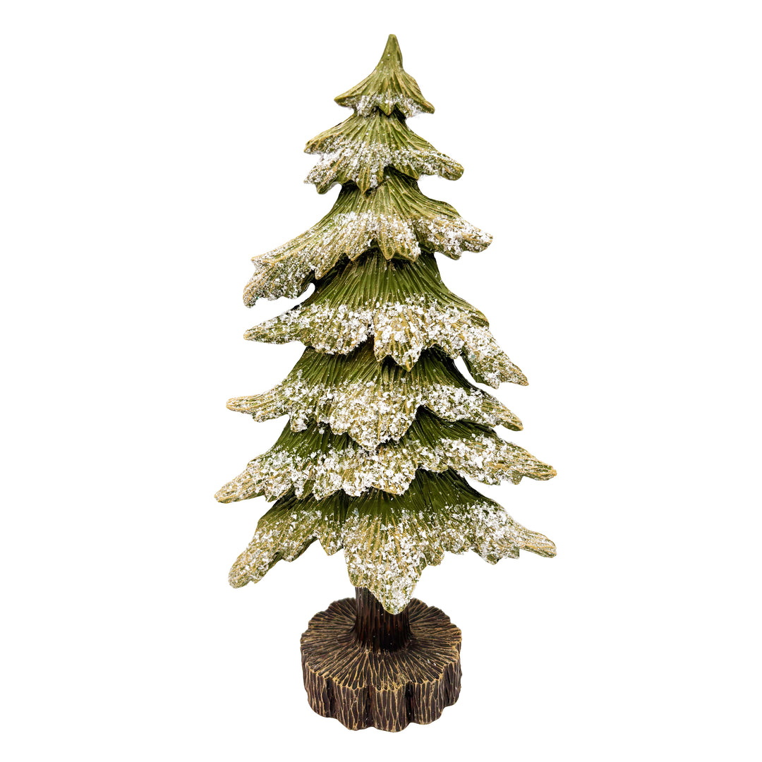 Wood-Finish Glittered Tree