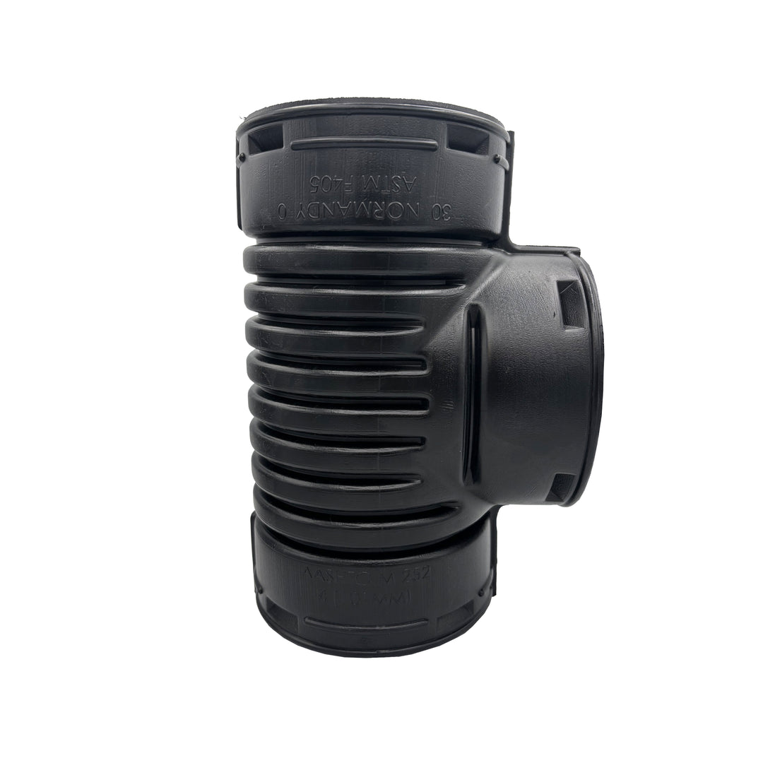 Black Corrugated Pipe 4" Snap Tee Fitting