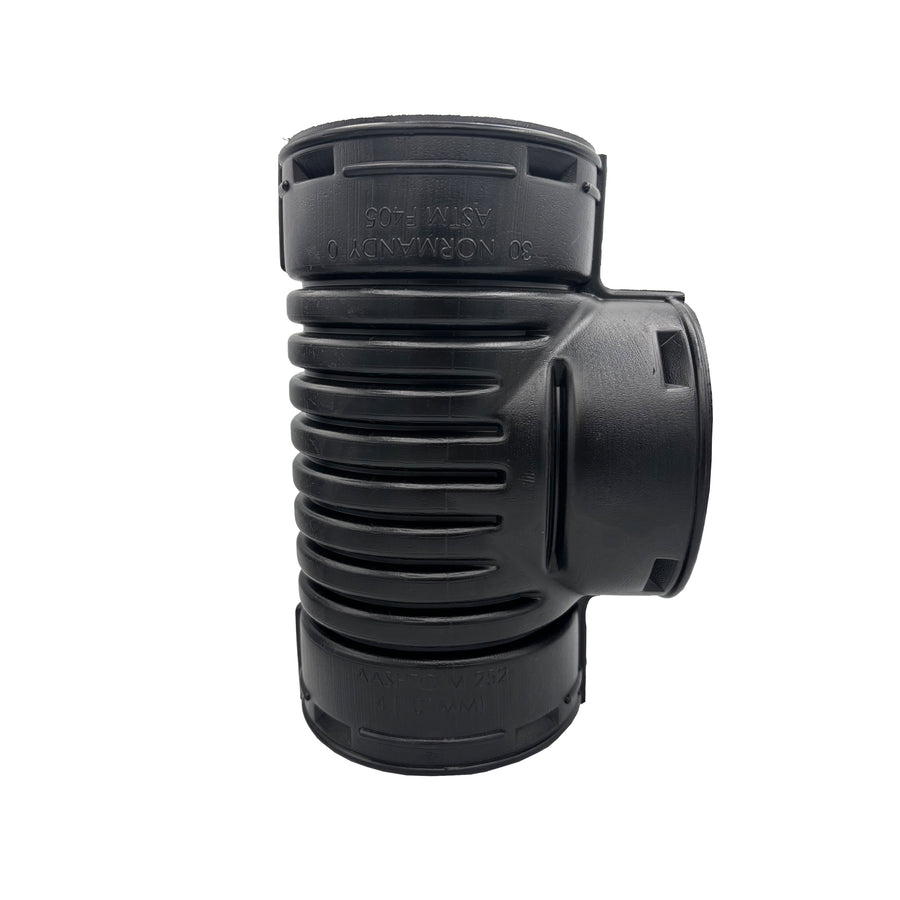 Black Corrugated Pipe 4" Snap Tee Fitting