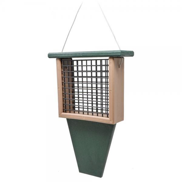 Suet Feeder with Tail Prop 2"W 11.4"H 7.5"D Hunter Green & Driftwood