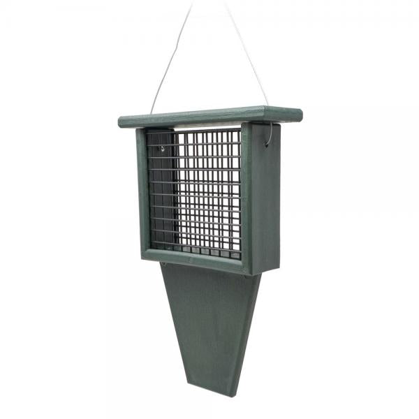 Suet Feeder with Tail Prop 2"W 11.4"H 7.5"D Hunter Green