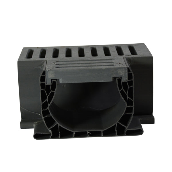 NDS Spee-D Channel Drain Fabricated Tee with Grate, Gray