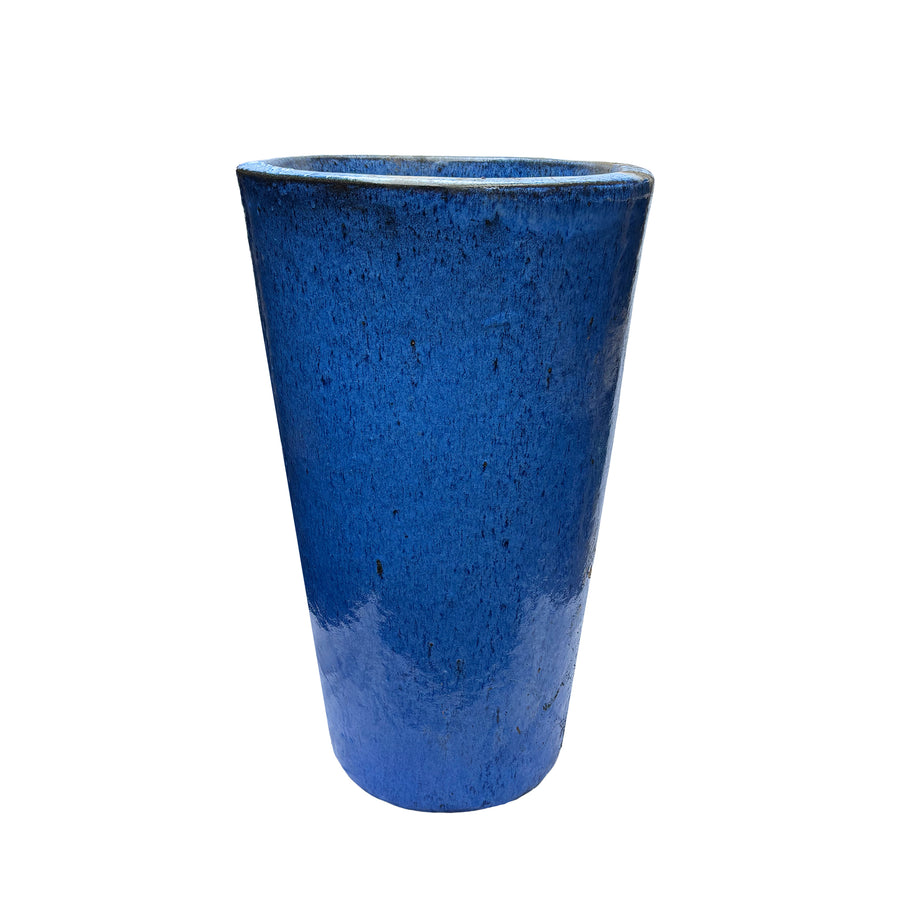 Tall Round Tapered Pot Running Blue