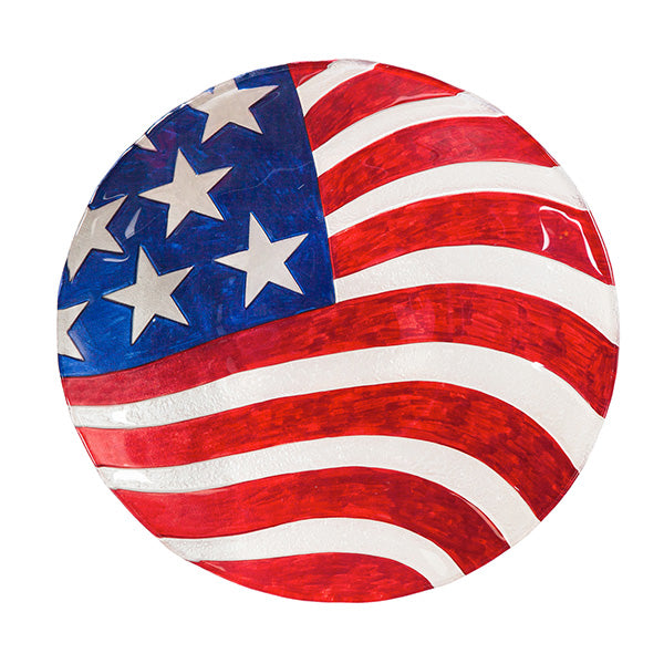 Glass Bird Bath, American Flag
