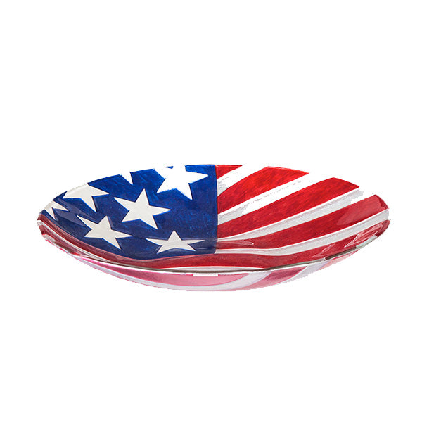 Glass Bird Bath, American Flag