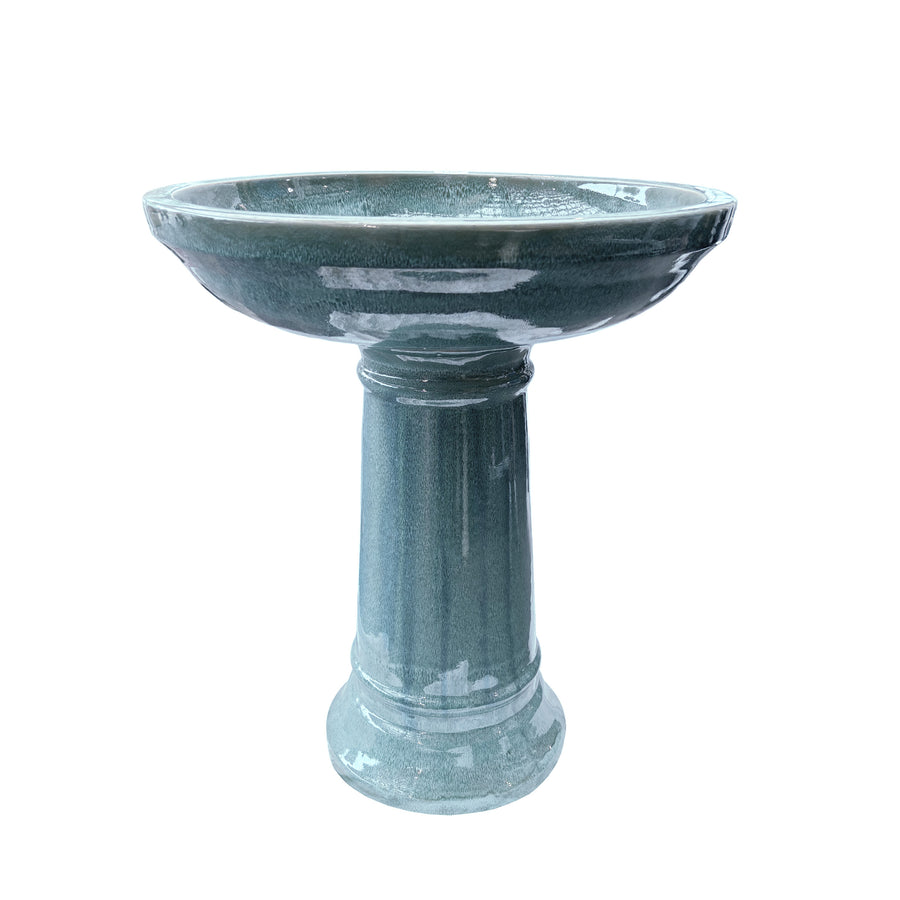 Ceramic Bird Bath 23" Falling Green
