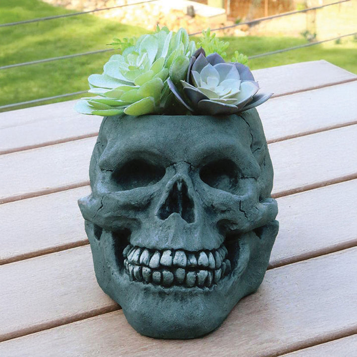 Skull Planter Blue Stone