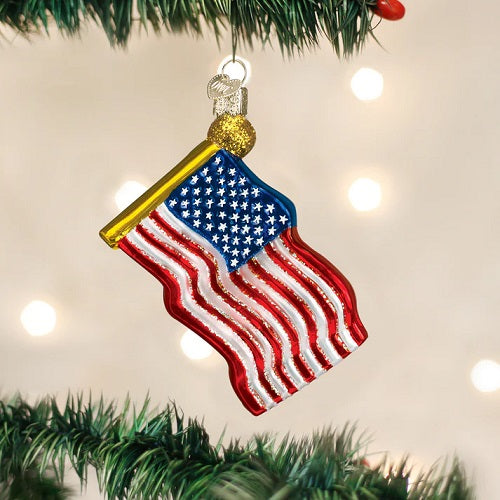 Old World Star-spangled Banner Glass Ornament - 5"