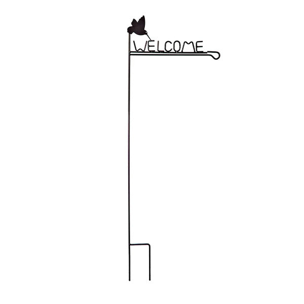 Hummingbird Welcome Garden Flag Stand