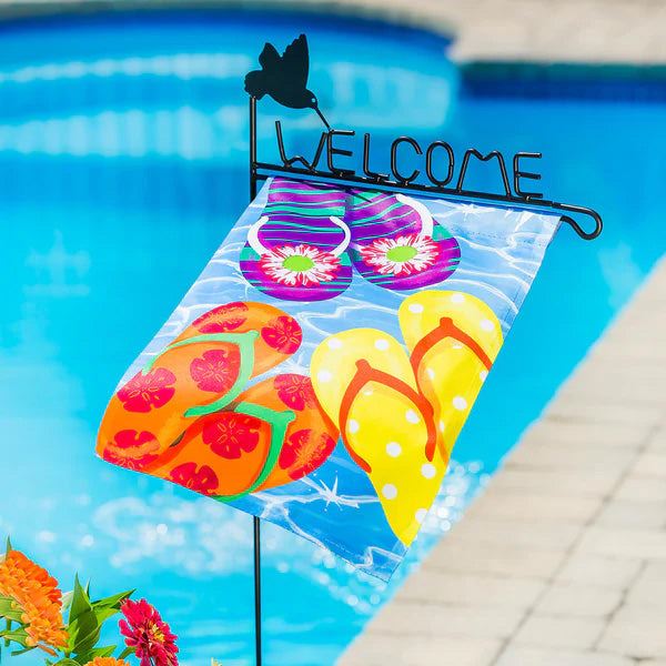 Hummingbird Welcome Garden Flag Stand