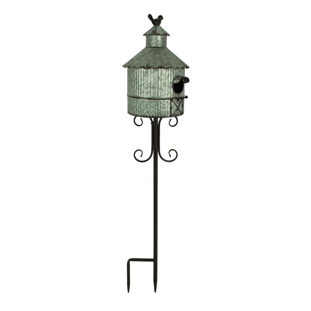 Metal Round Birdhouse Stake with Bird