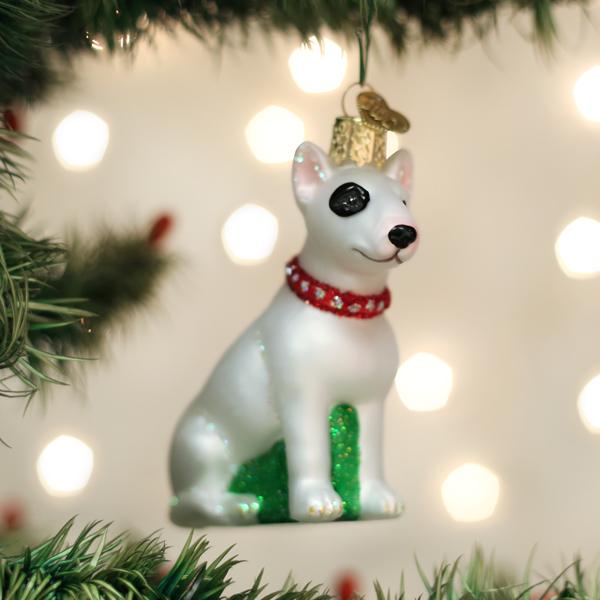 Old World Bull Terrier Glass Ornament - 3"