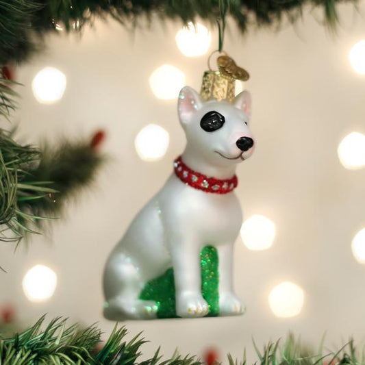 Old World Bull Terrier Glass Ornament - 3"