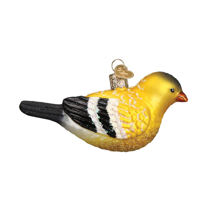 Glass Hanging American Goldfinch Ornament