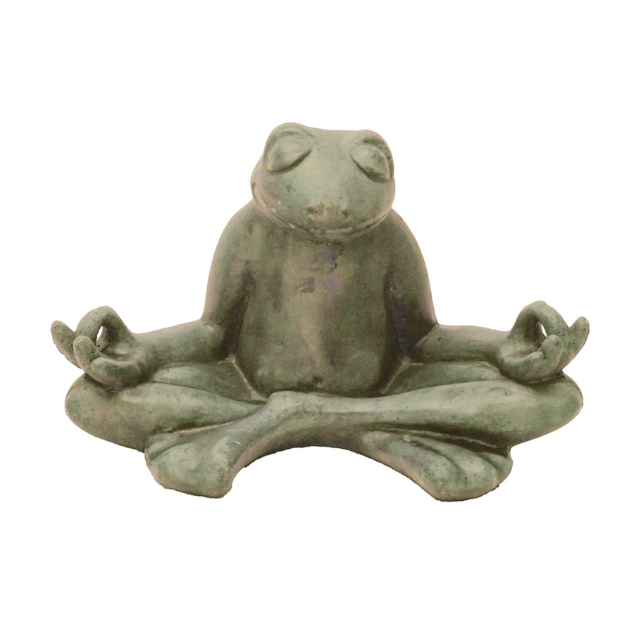 Meditating Frog Statue Aged Pine