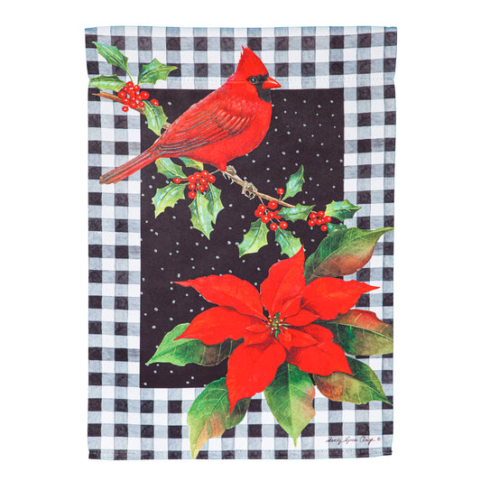 Cardinal & Holly Suede House Flag