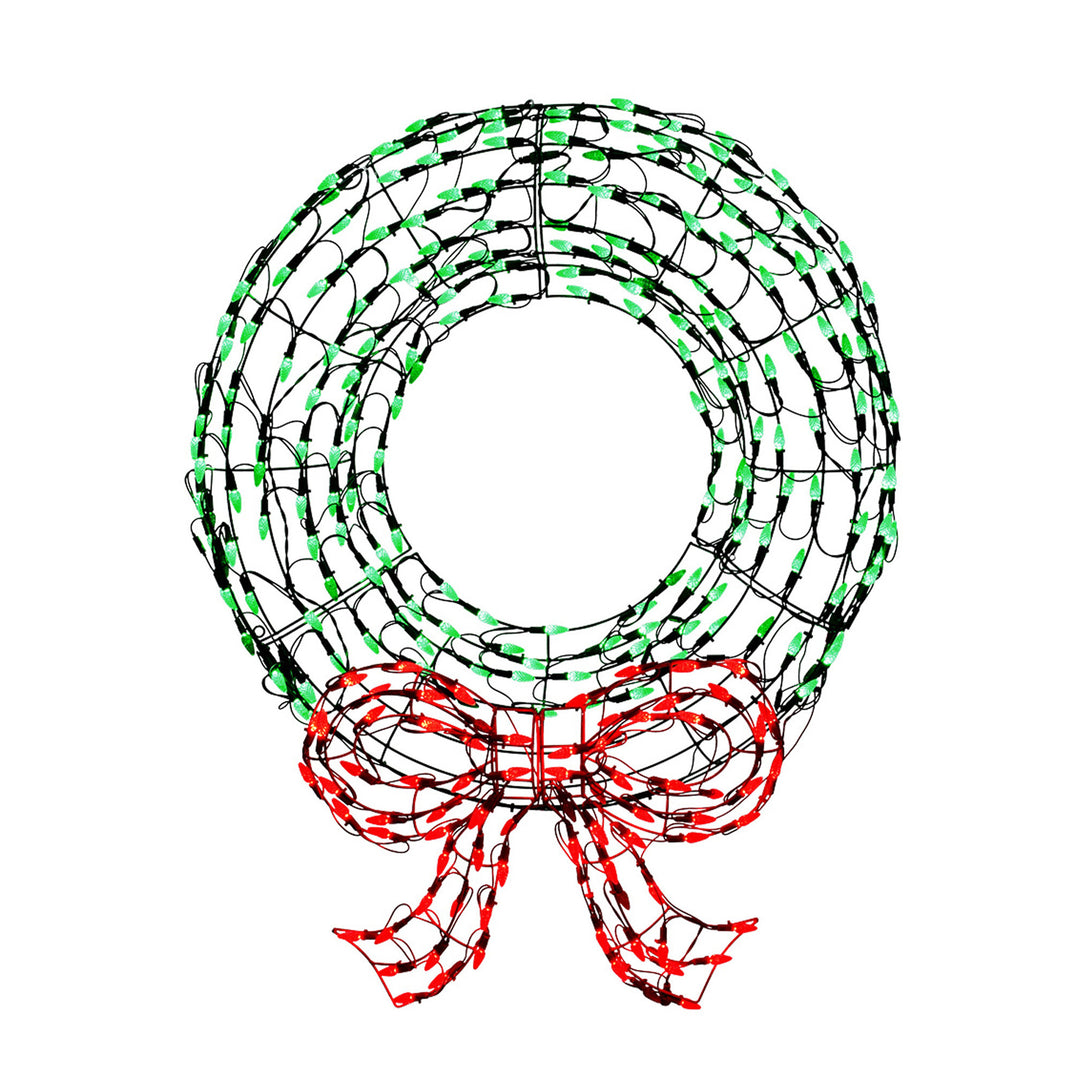 Wreath and Bow LED Light Display
