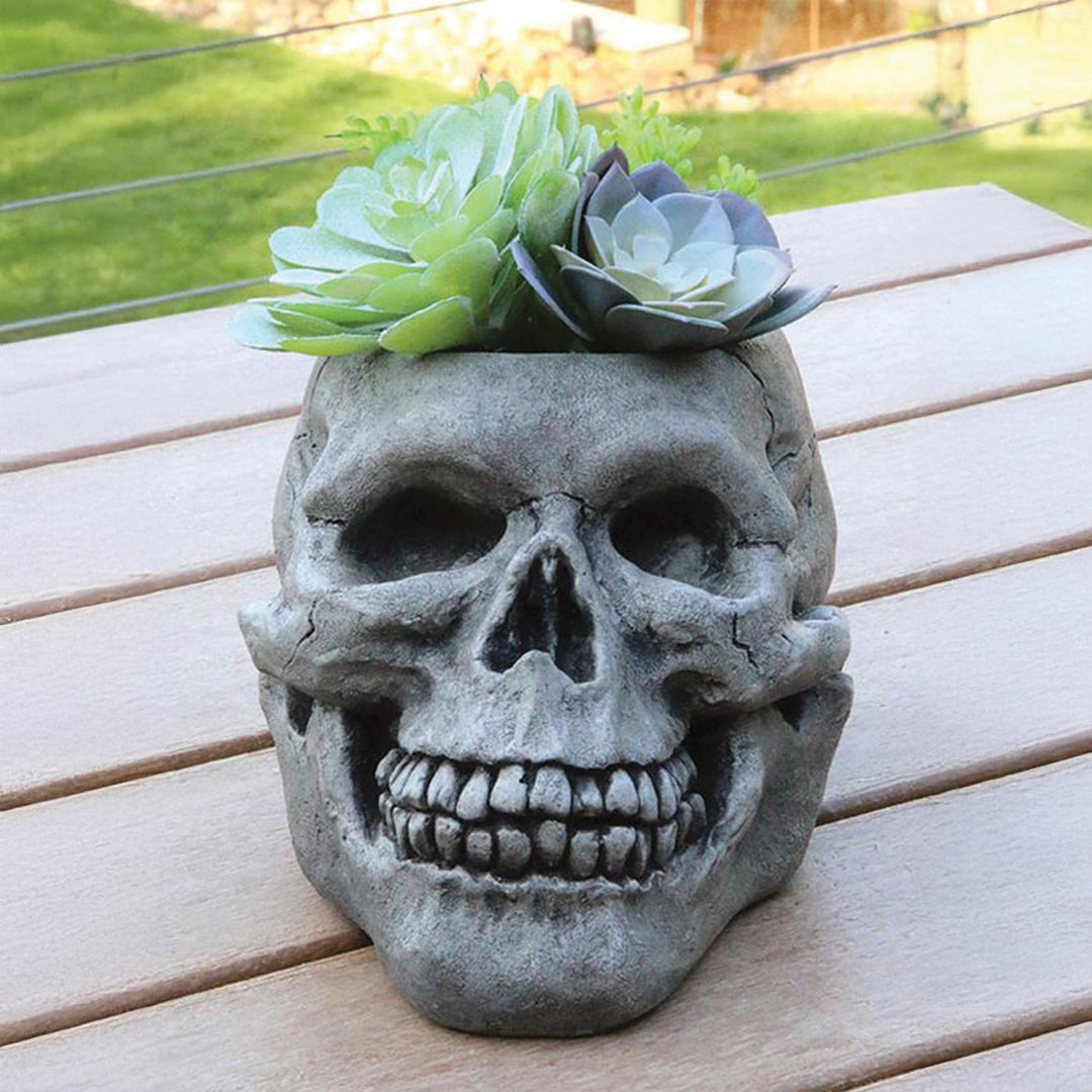 Skull Planter Classic Patina