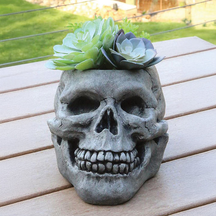 Skull Planter Classic Patina