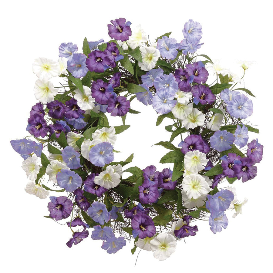 Artificial Purple & White Morning Glory Wreath