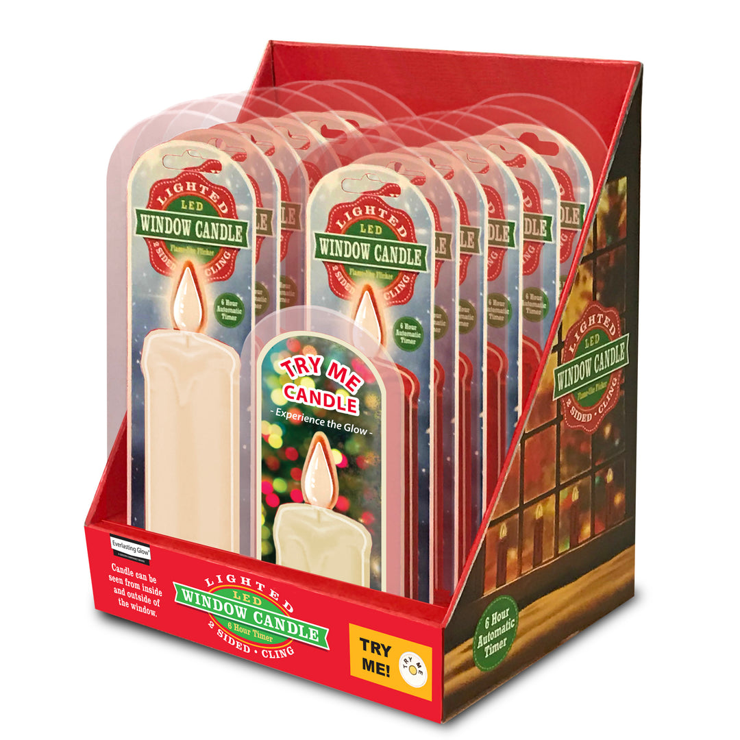 White Candle Window Cling with LED Light