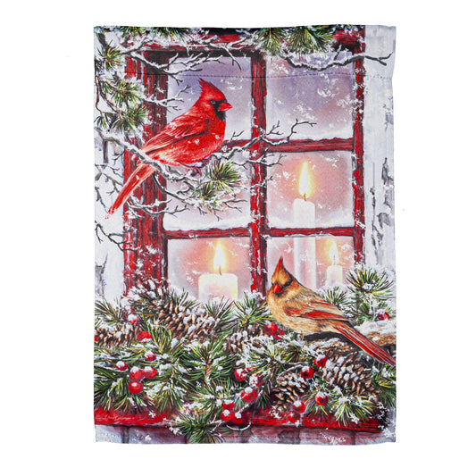 Cardinals in the Window Garden Suede Flag