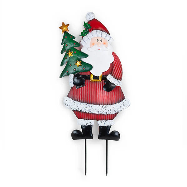 Metal Santa with Tree Stake