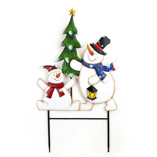 Metal Snowmen and Tree Stake