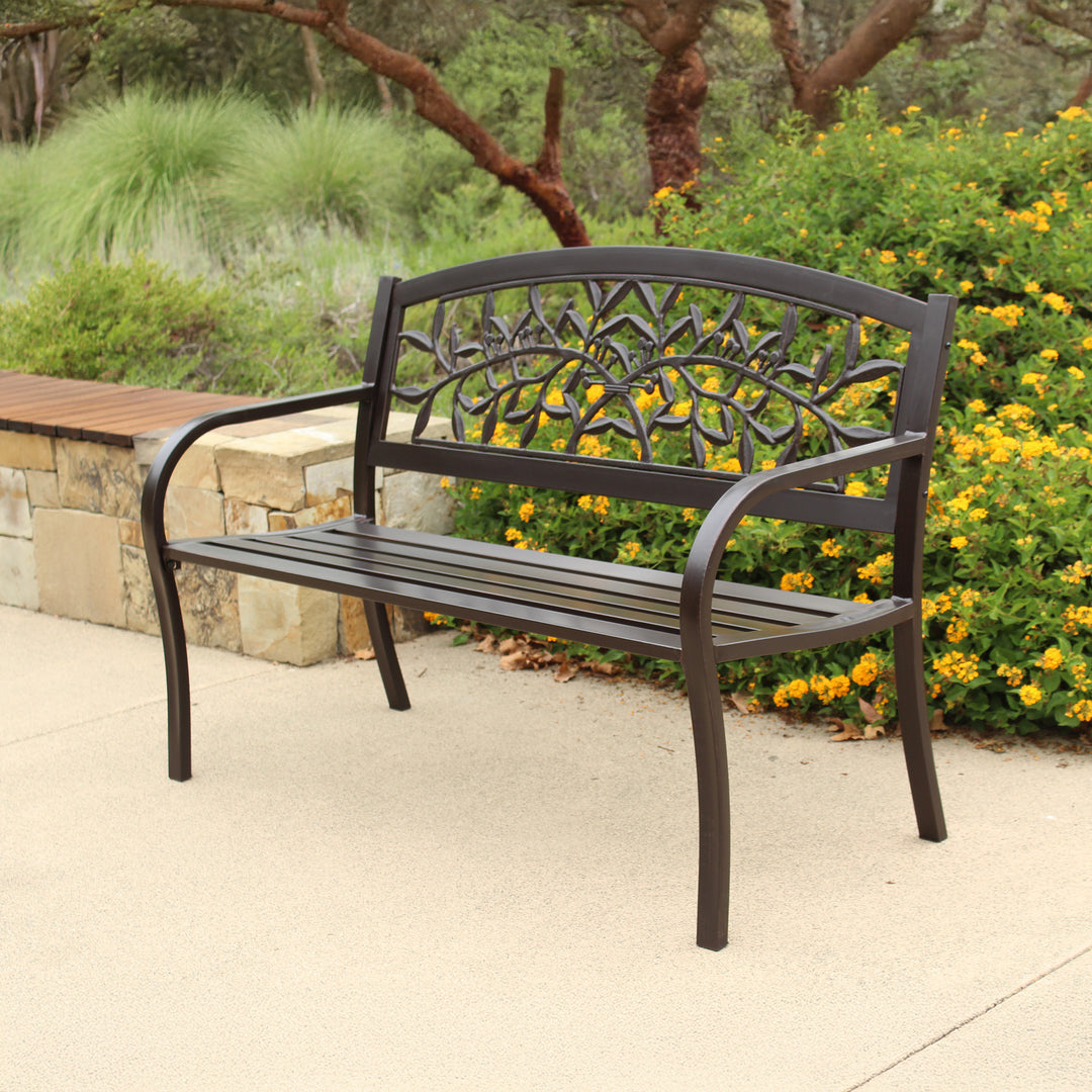 Spring Leaves Steel Bench
