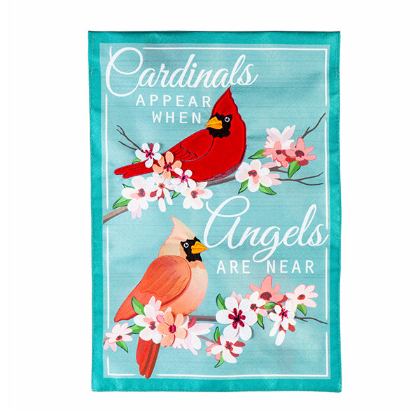 Angels Are Near Cardinals Linen Garden Flag - Thumbnail 4