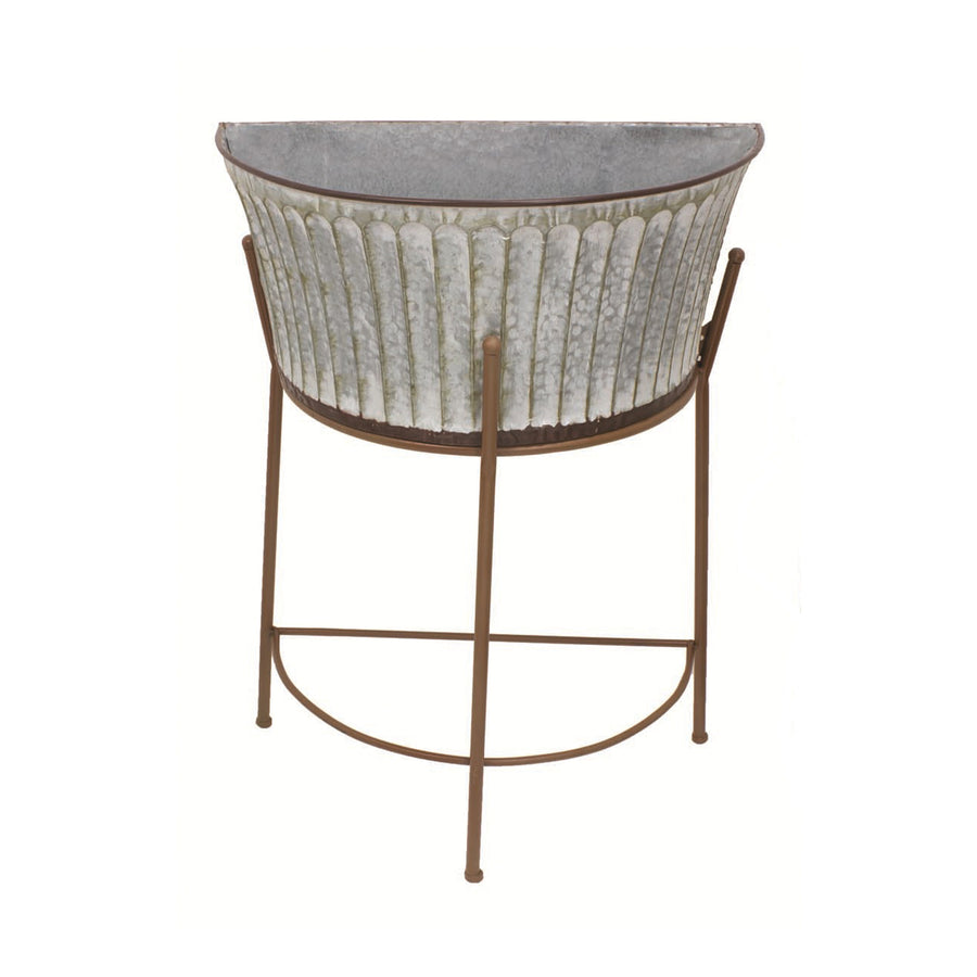 Metal Half-Bucket Planter on Stand