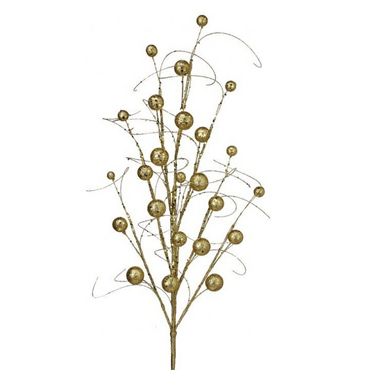 Wispy Ornament Spray in Gold, Green, or Red - 34" Gold