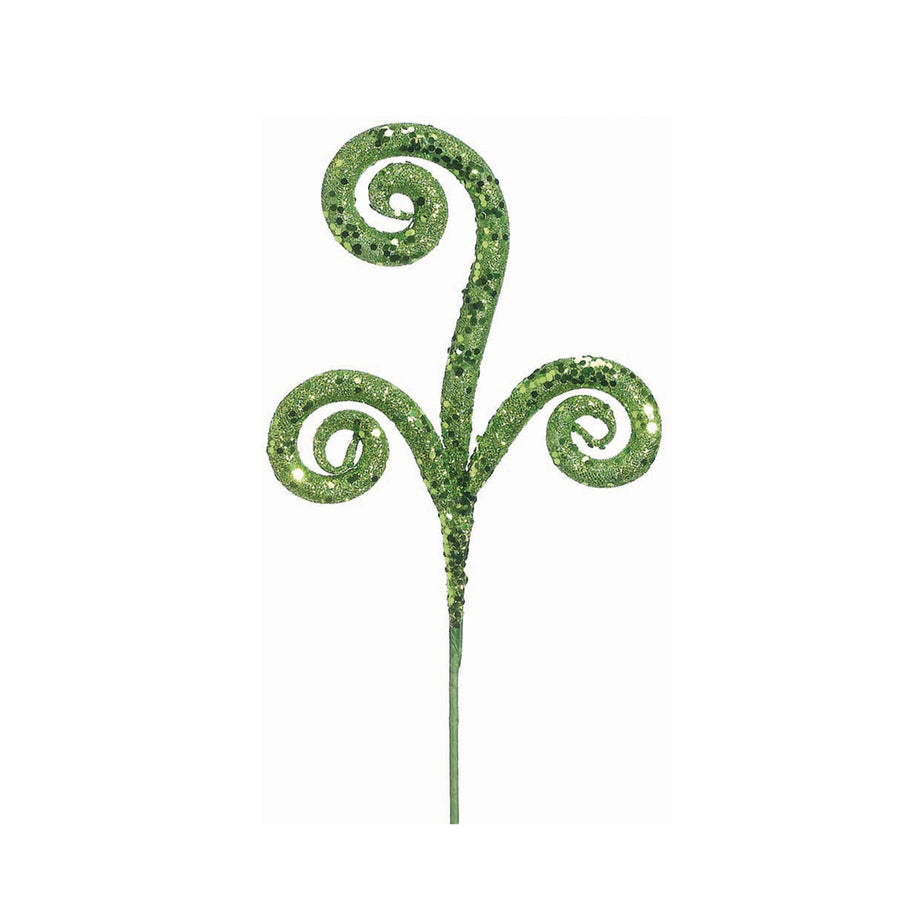 Glittered Swirl Pick Green