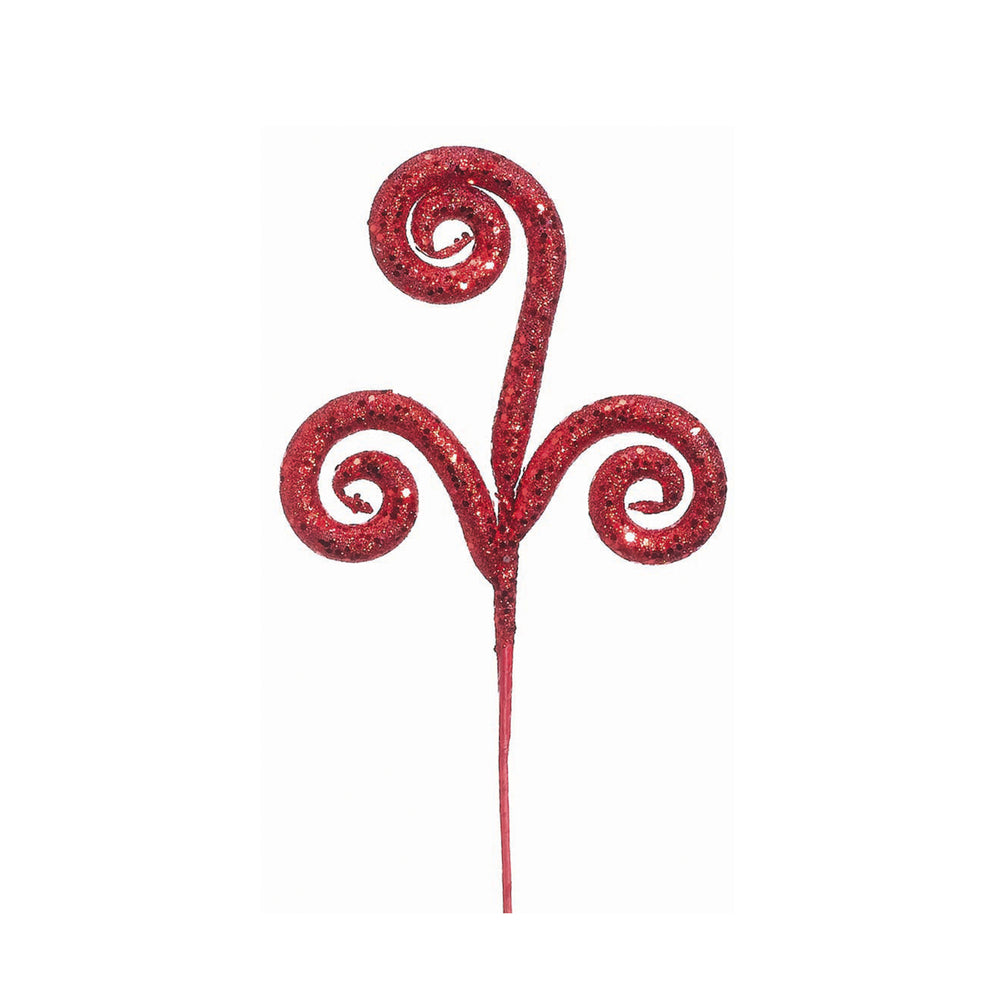 Glittered Swirl Pick Red
