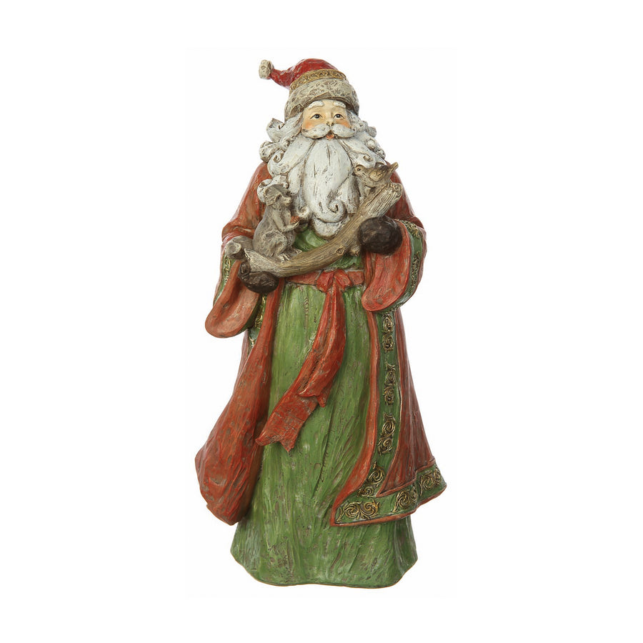 Santa Figurine with Racoon & Bird