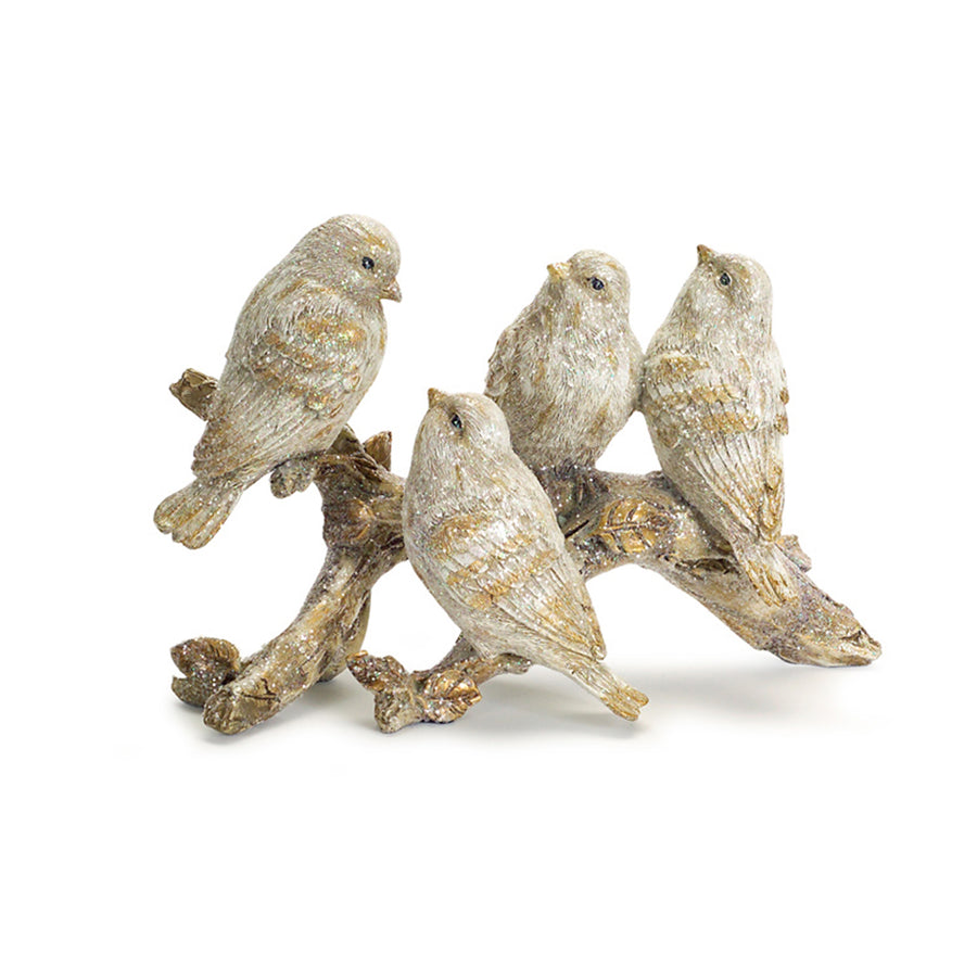 Four Winter Birds on Branch Table Top