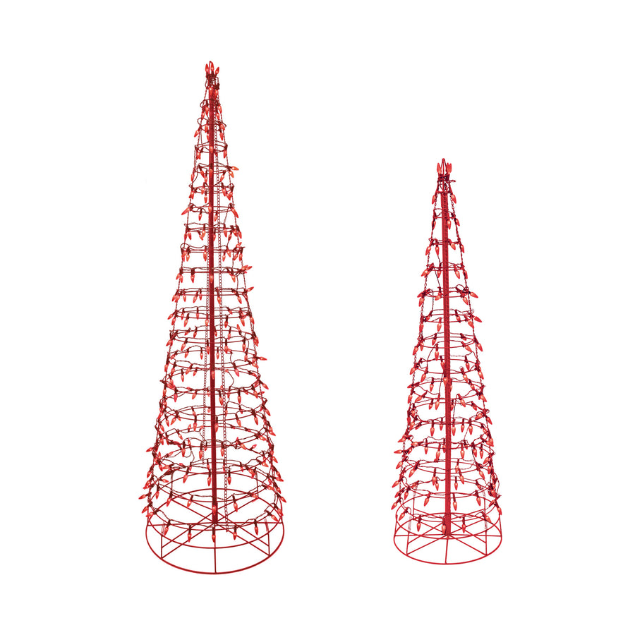 Red Cone Tree LED Light Display